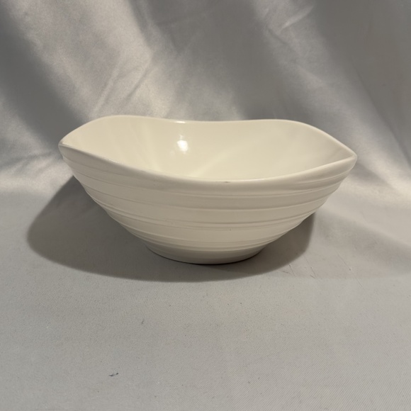 Vintage Mikasa Swirl Square White Ironstone Serving Bowl Square